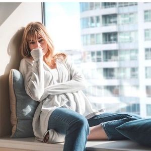 BetaBrand Gray Cardigan Hooded Silk Blend Unicorn Wrap XS/S